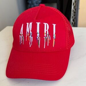 AMIRI Kids Red Cap with Multicolor Logo